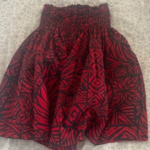 Keiki (6/7) Hula Skirt Tribal Red and Black